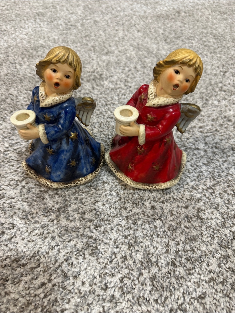 Vintage Goebel Hummel Blue and Red Angels Christmas Germany Figurine